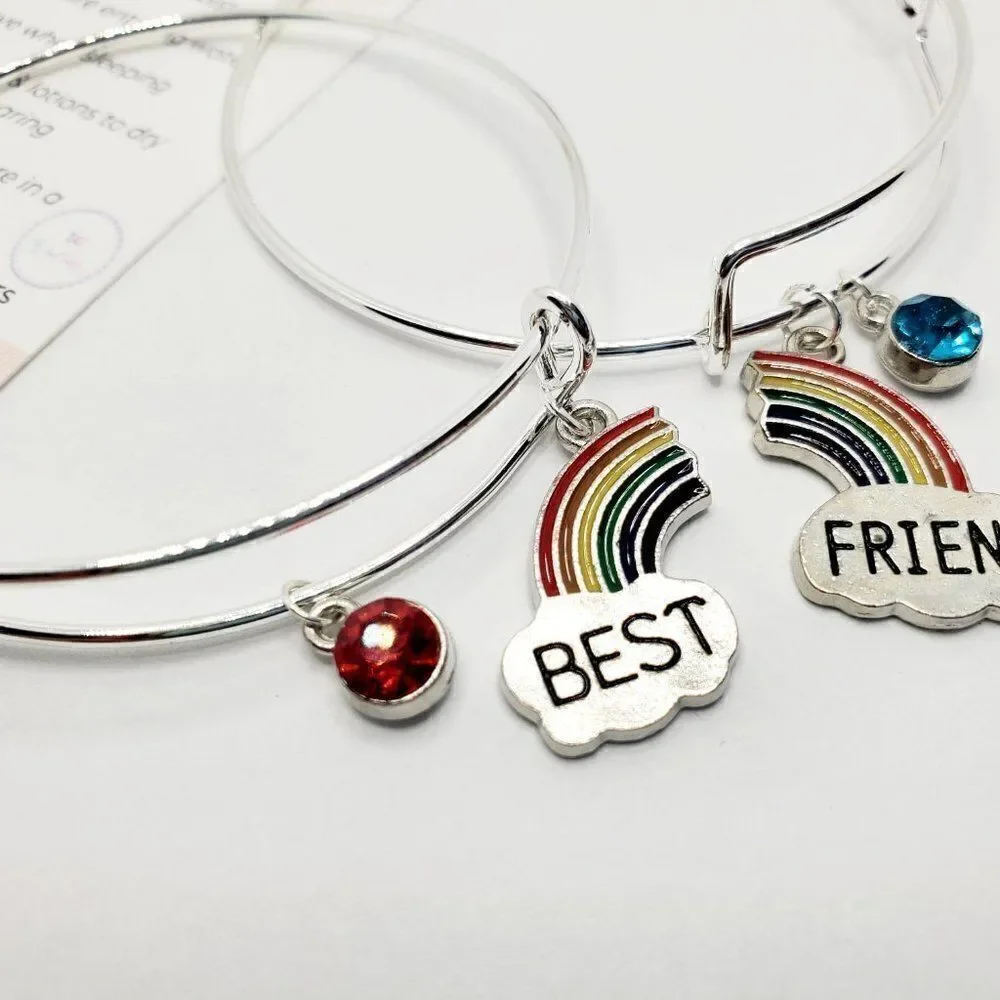 Silver Best Friend Set of 2 Charm Bracelets, Best Friend Gifts